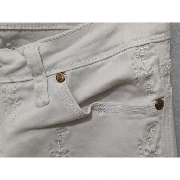 Pepe Jeans Womens Tag 28 Embroidered Pepe Throughout White 28/30 - Picture 9 of 16